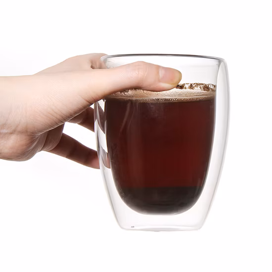 Hot Sale 80ml 250ml Borosilicate Glass Double Wall Coffee Mugs Espresso Glass Cup for Coffee and Tea