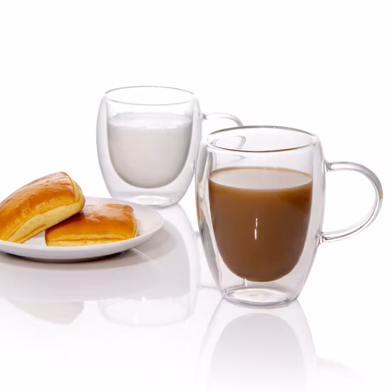 Hot Sale 80ml 250ml Borosilicate Glass Double Wall Coffee Mugs Espresso Glass Cup for Coffee and Tea