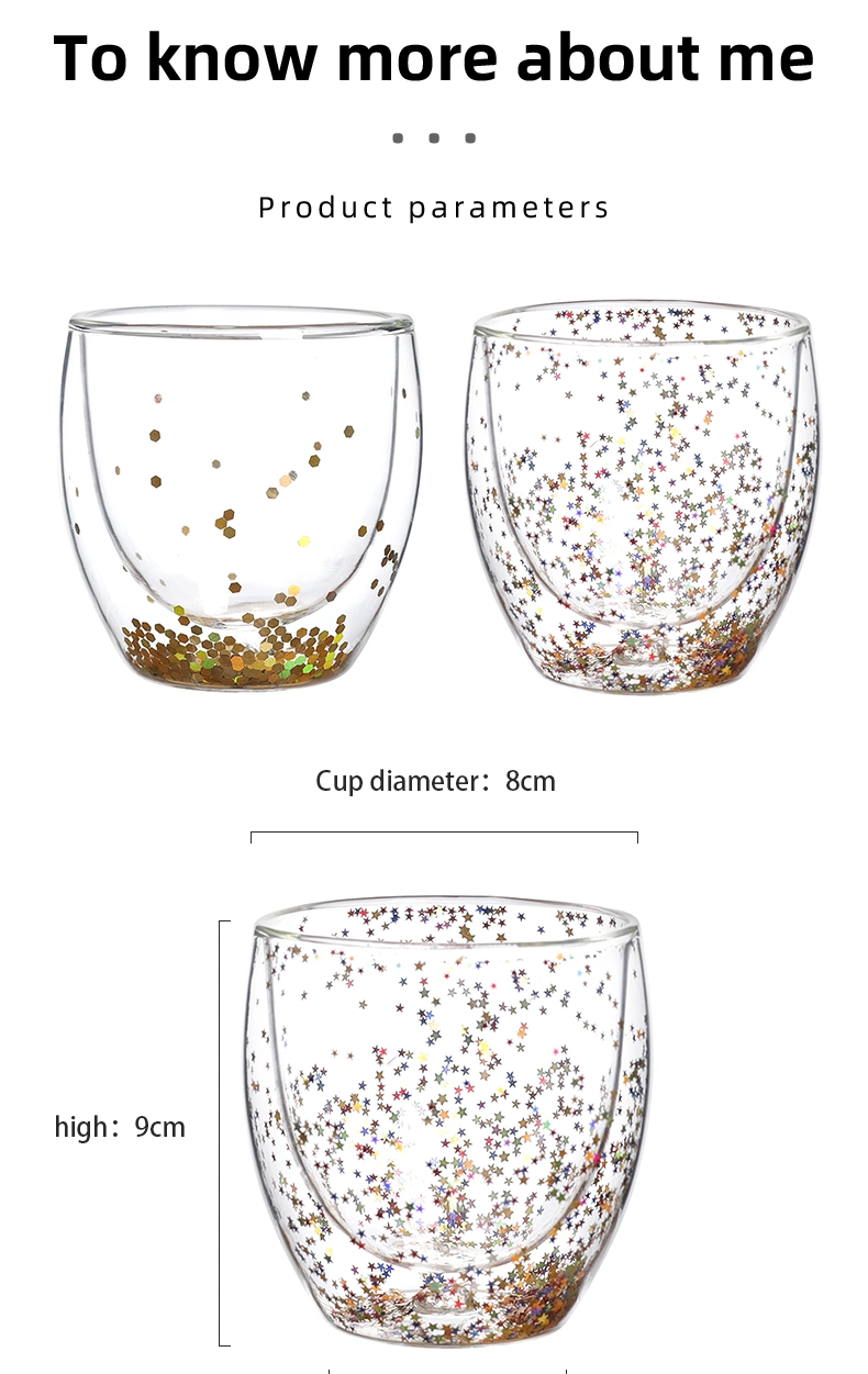 Customized Double Wall Glass Cup with Colors Inner Decoration