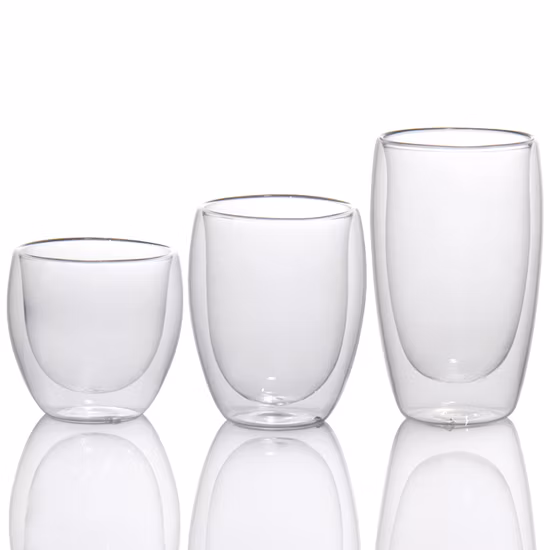 Hot Sale 80ml 250ml Borosilicate Glass Double Wall Coffee Mugs Espresso Glass Cup for Coffee and Tea