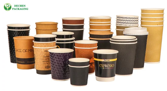 4 8 12 16 20 oz jetables en gros personnalisés simple double ondulation tasse de papier tasse de papier boisson bulle thé au lait tasses à café pour boissons chaudes et froides avec couvercles